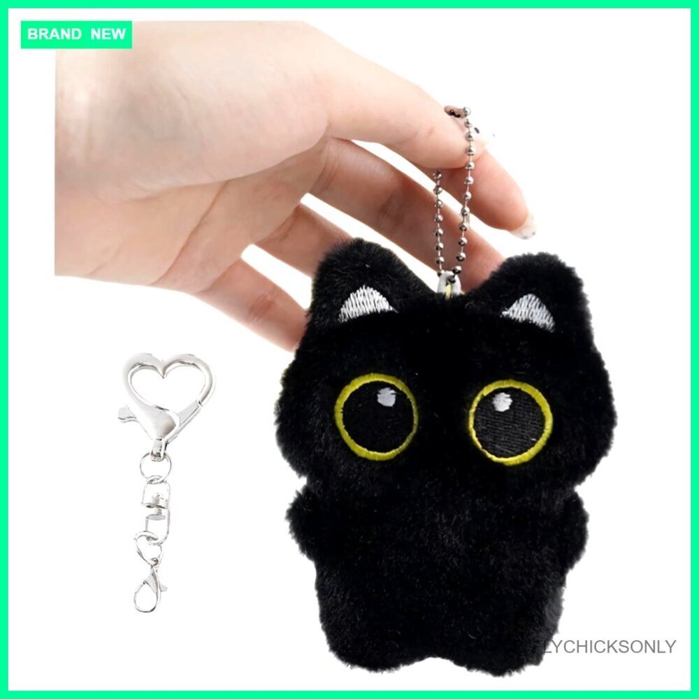 Plush Cat Keychain Charm Squeaks, Soft Bag Accessory Gift